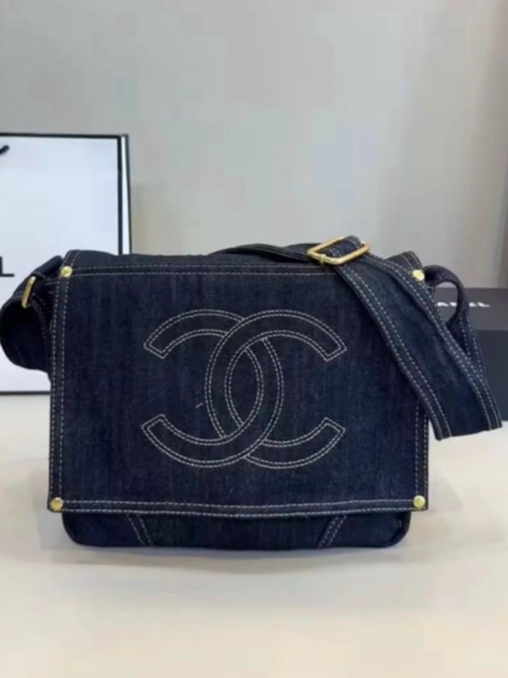 New Beauty Blue Denim Crossbody Makeup Bag GWP